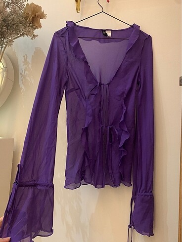 H&M Tül Fırfırlı bluz