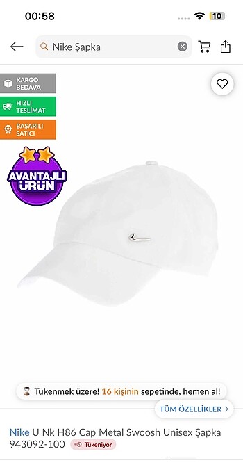 Nike Orijinal Nike şapka