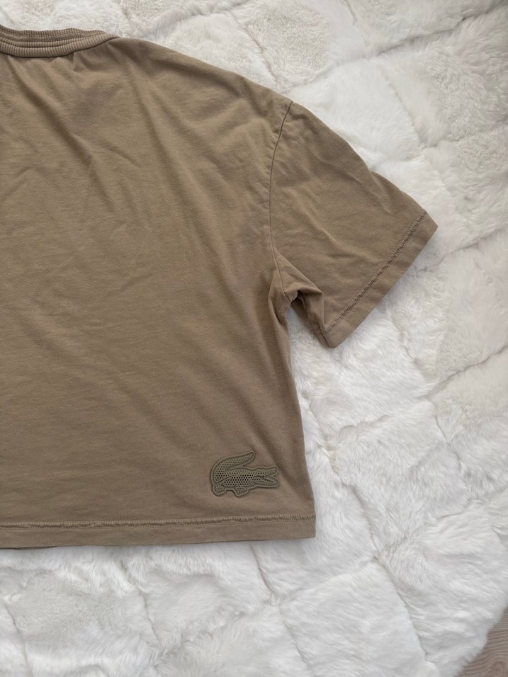 Bej Kısa Kollu Baskılı Kadın Tişört - Görsel 5