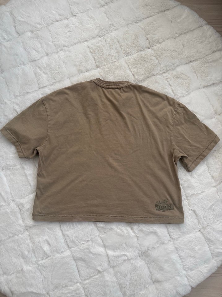 Bej Kısa Kollu Baskılı Kadın Tişört - Görsel 4