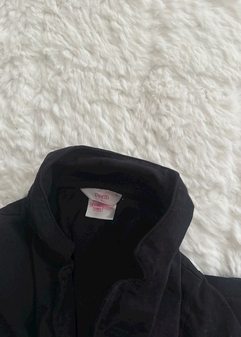 Düğmeli Siyah Kısa Kollu Kadın pijama üstü - Görsel 3