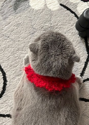 Simli Kırmızı Örgü Tasma - Görsel 4