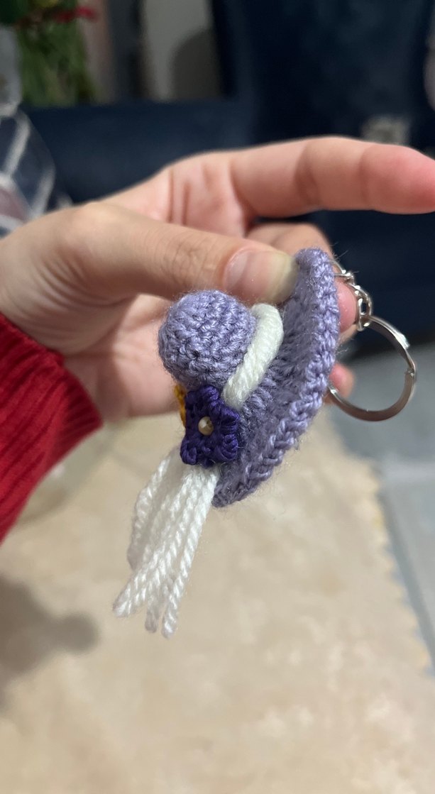 Bohem Mor Püsküllü Anahtarlık - Görsel 4