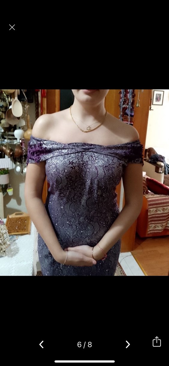 Desenli Straplez Uzun Abiye Elbise - Görsel 2