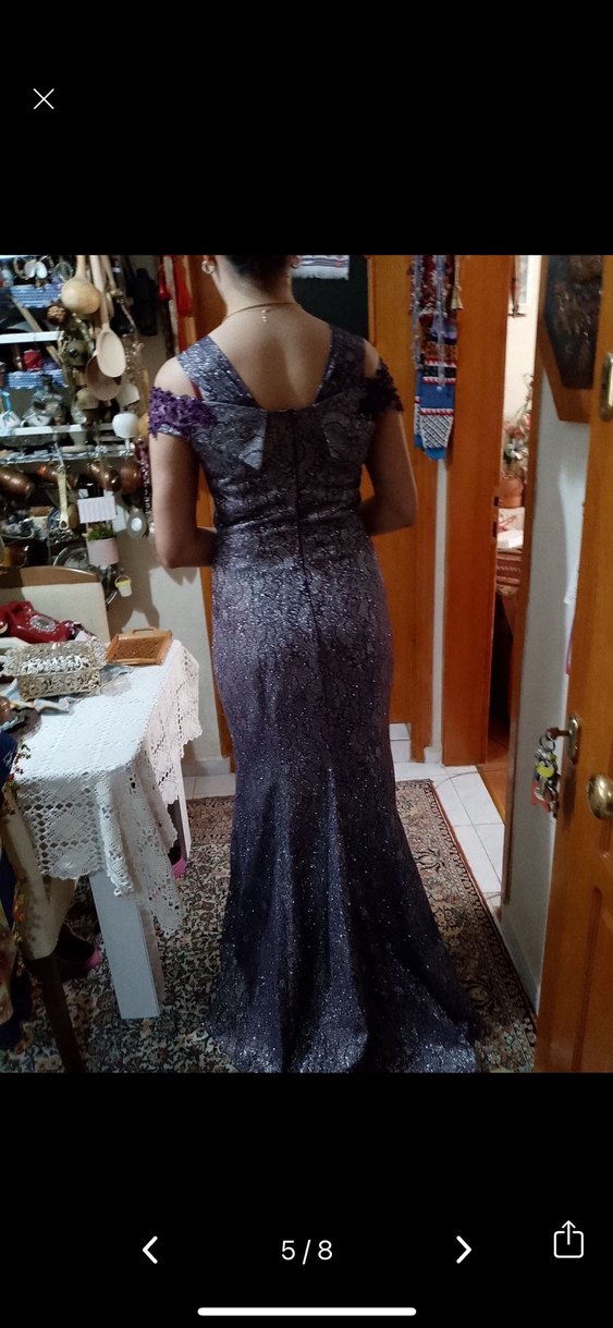 Desenli Straplez Uzun Abiye Elbise - Görsel 5