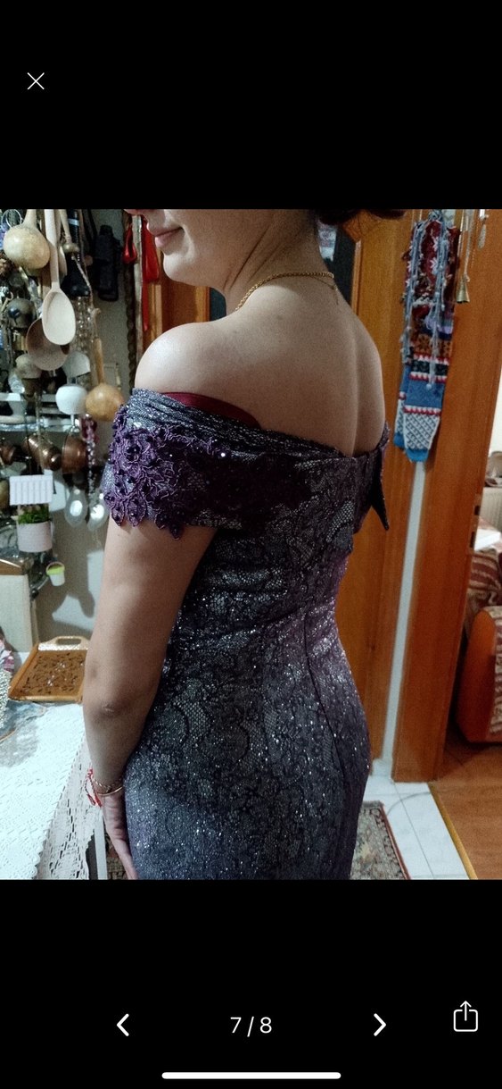 Desenli Straplez Uzun Abiye Elbise - Görsel 3