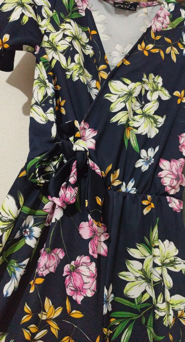 Çiçek Desenli Bohem V Yaka Uzun tulum - Görsel 3