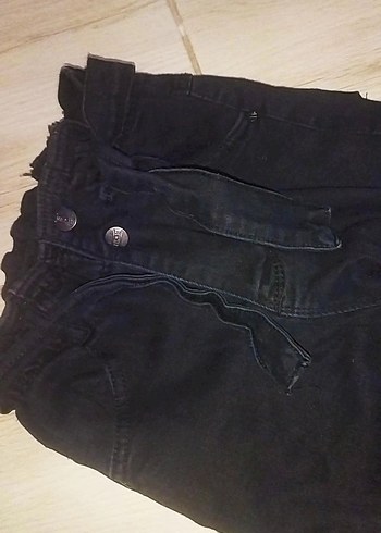 m Beden Düğmeli Siyah Bol Kesim kadın Kot Pantolon