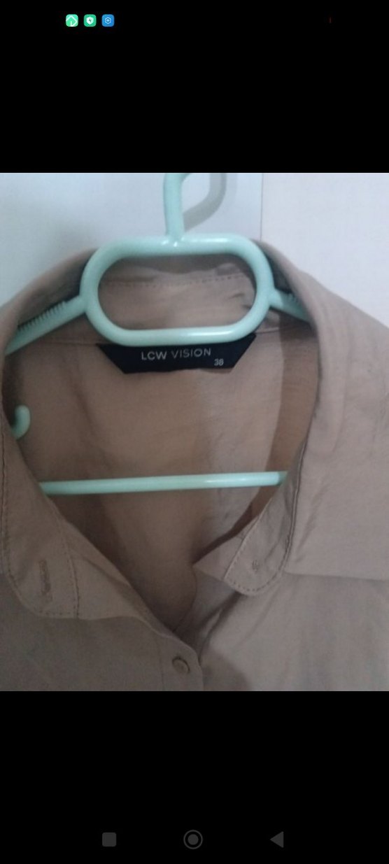 Bej Keten Düğmeli yarım Kollu Gömlek - Görsel 3