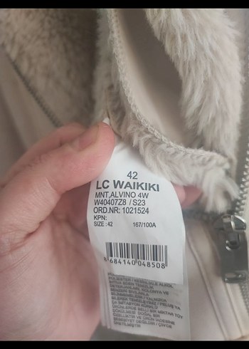 krem Kürklü Kadın kaban - Görsel 2