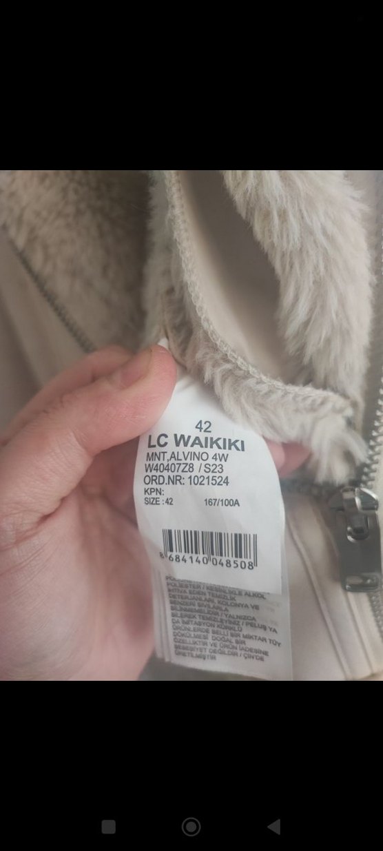 krem Kürklü Kadın kaban - Görsel 2