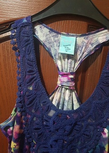Hipanema Dantel Detaylı Mor Mini Bağlama Desenli Kadın bluz