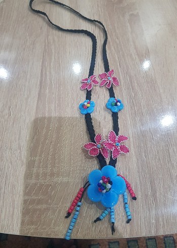 Renkli Boncuklu iğne oyalı Uzun Bohem Kolye