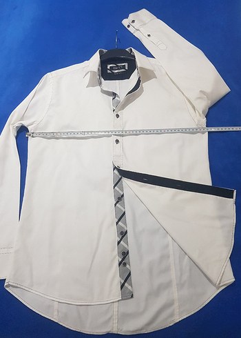 l Beden beyaz Renk Svn slim fit Uzun Kollu Pamuklu Beyaz Erkek Gömlek