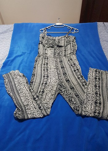 ayarlanabilir ip askılı önden düğmeli fırfırlı Tulum - Görsel 5