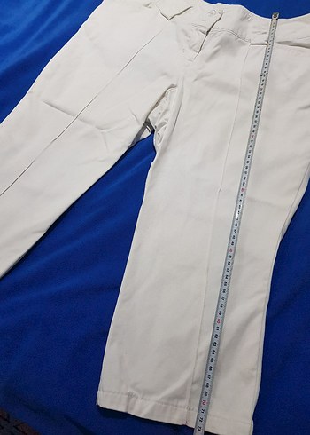 Kadın Beyaz Pamuklu Kumaş kapri Pantolon - Görsel 2