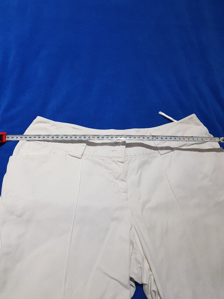 Kadın Beyaz Pamuklu Kumaş kapri Pantolon - Görsel 4