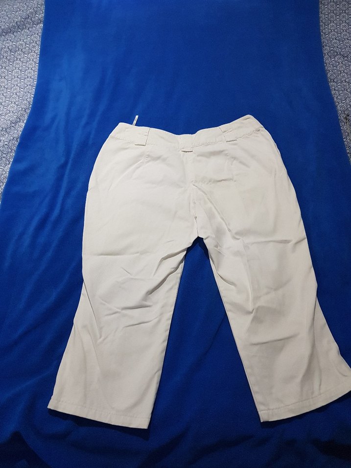 Kadın Beyaz Pamuklu Kumaş kapri Pantolon - Görsel 5