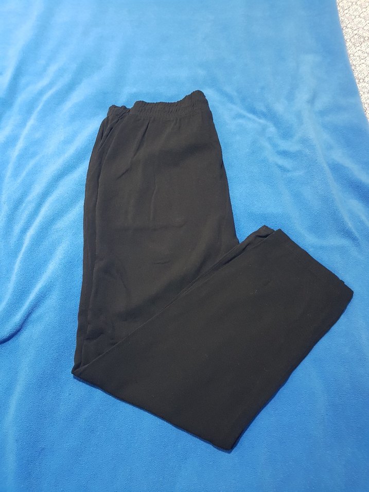 LCW Beli lastikli Siyah Kadın Pamuklu  Pantolon - Görsel 3