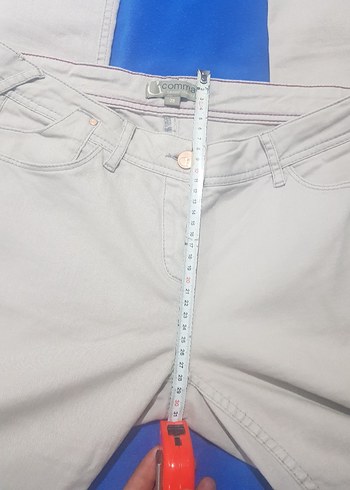 Taş rengi likralı Denim Pantolon Midi Boy - Görsel 8