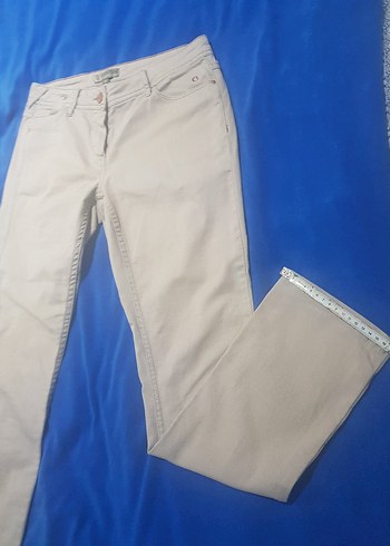 Taş rengi likralı Denim Pantolon Midi Boy - Görsel 4