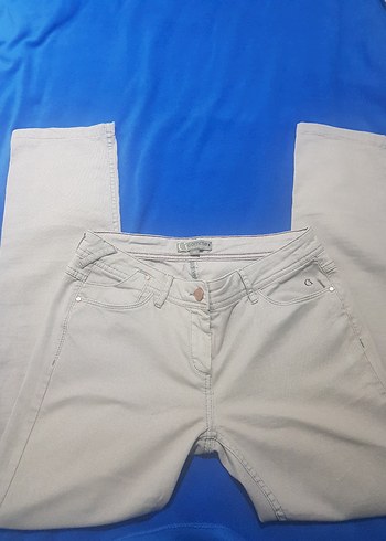 Taş rengi likralı Denim Pantolon Midi Boy - Görsel 2