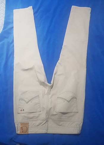 Taş rengi likralı Denim Pantolon Midi Boy - Görsel 5