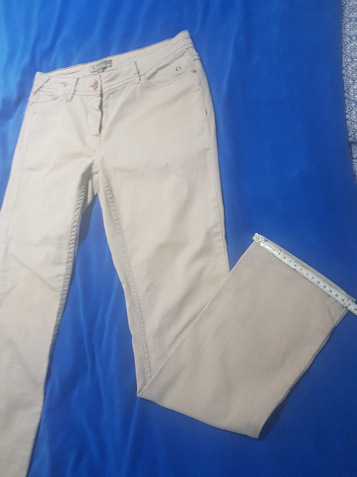 Taş rengi likralı Denim Pantolon Midi Boy - Görsel 4