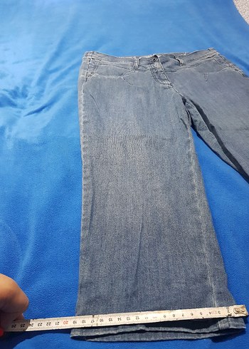 Gri mavi Tonlu Kadın Midi Boy Salaş Kot Pantolon - Görsel 4