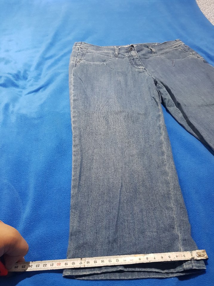 Gri mavi Tonlu Kadın Midi Boy Salaş Kot Pantolon - Görsel 4