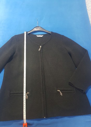 Siyah Fermuarlı Kadın Midi Ceket - Görsel 4