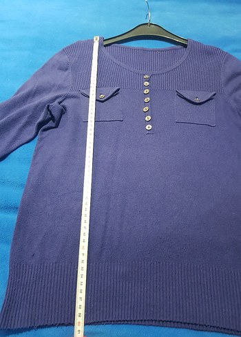 Düğmeli Mor Kadın Triko Kazak - Görsel 6