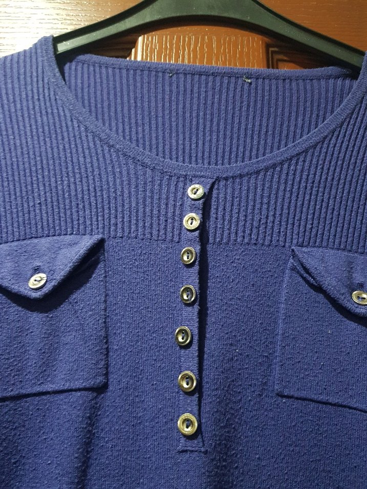 Düğmeli Mor Kadın Triko Kazak - Görsel 2