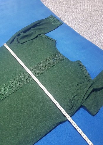 Sİ dantel detaylı triko yeşil bluz kazak - Görsel 8