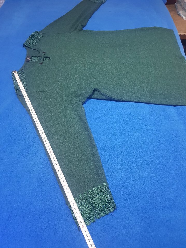 Sİ dantel detaylı triko yeşil bluz kazak - Görsel 5