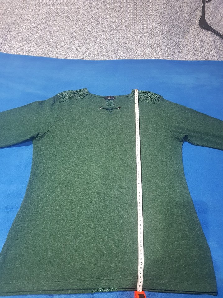 Sİ dantel detaylı triko yeşil bluz kazak - Görsel 4