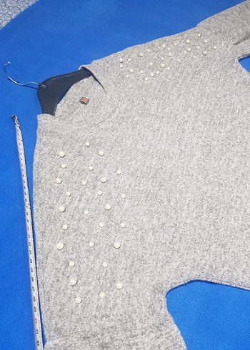 xxs Gri İnci Detaylı Kadın Triko Kazak - Görsel 5