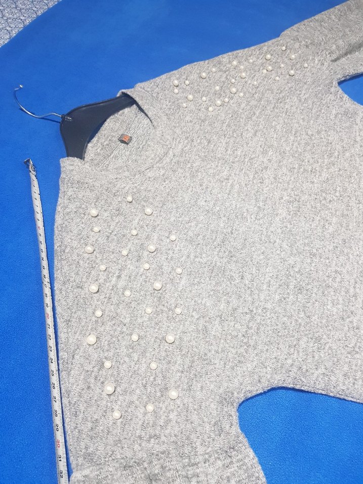 xxs Gri İnci Detaylı Kadın Triko Kazak - Görsel 5