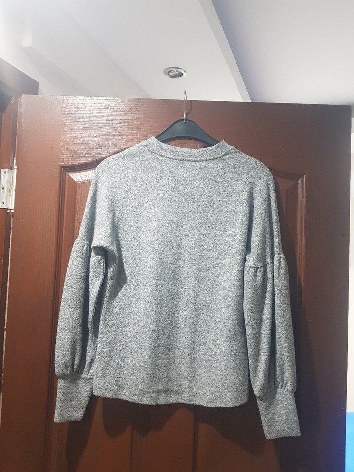 xxs Gri İnci Detaylı Kadın Triko Kazak - Görsel 2