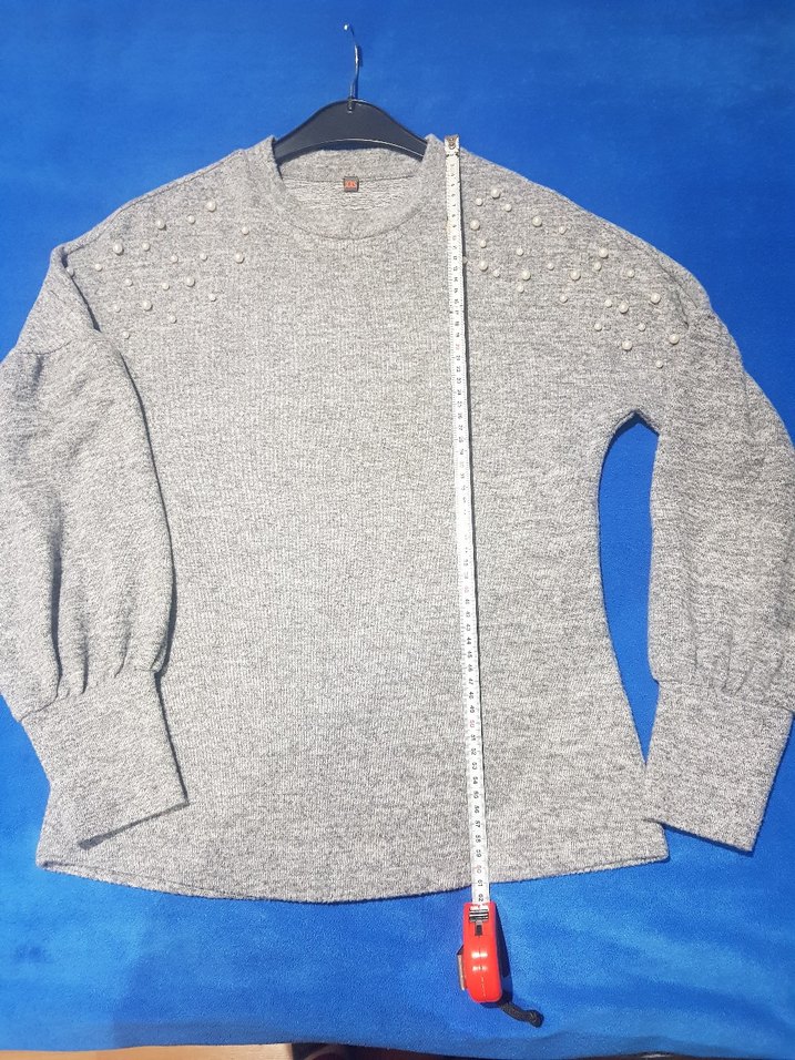 xxs Gri İnci Detaylı Kadın Triko Kazak - Görsel 3