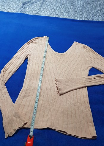 pudra V Yaka Kadın Triko Kazak - Görsel 3