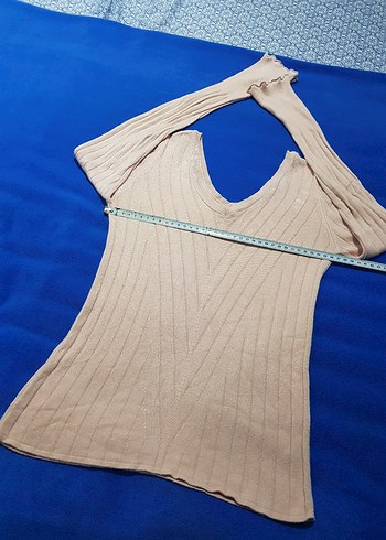 pudra V Yaka Kadın Triko Kazak - Görsel 4