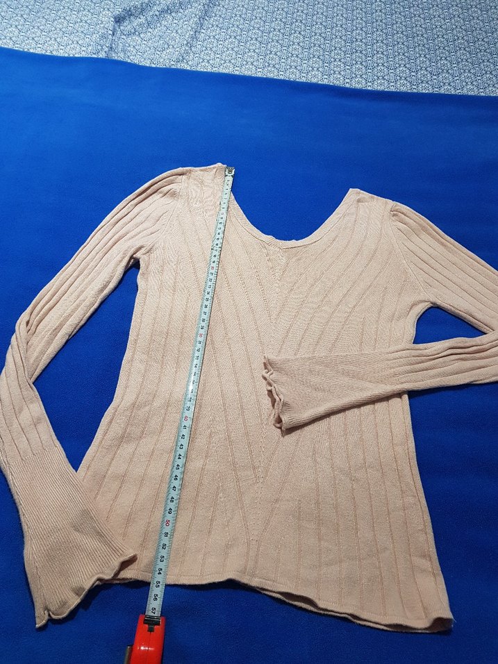 pudra V Yaka Kadın Triko Kazak - Görsel 3