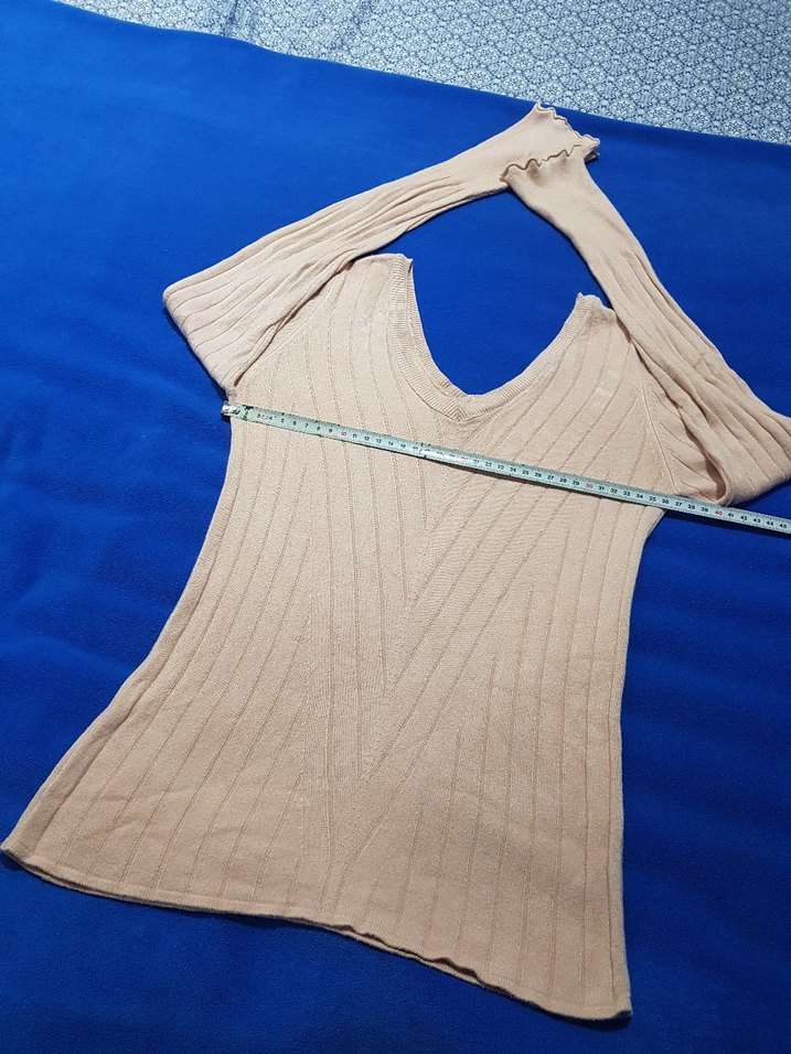 pudra V Yaka Kadın Triko Kazak - Görsel 4