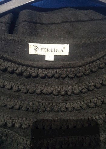 Perlina 1 beden Düğme süsleme  Siyah Triko  kazak - Görsel 7