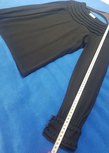 Perlina 1 beden Düğme süsleme  Siyah Triko  kazak - Görsel 5