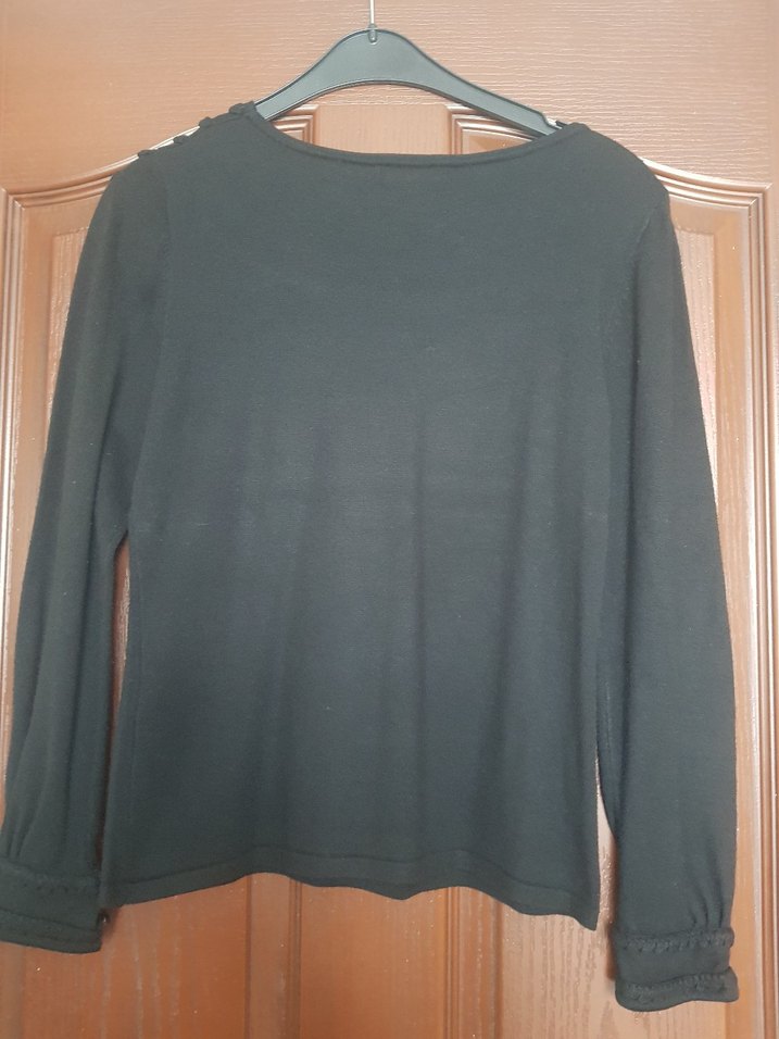 Perlina 1 beden Düğme süsleme  Siyah Triko  kazak - Görsel 3