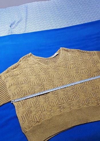 Peraluna Simli sarı Örgü Kadın triko Kazak - Görsel 5