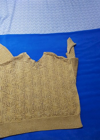 Peraluna Simli sarı Örgü Kadın triko Kazak - Görsel 8