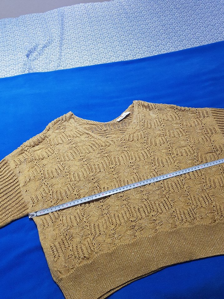 Peraluna Simli sarı Örgü Kadın triko Kazak - Görsel 5
